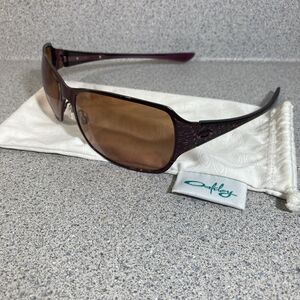 Oakley Sunglasses Behave 05-312 Burgundy Purple Floral Metal Frames Bag Case